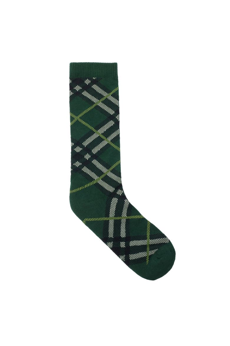 Check Cotton Blend Socks, Main, color, Thicket green