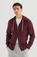 Brunello Cucinelli Cashmere hooded knit sweatshirt with zipper