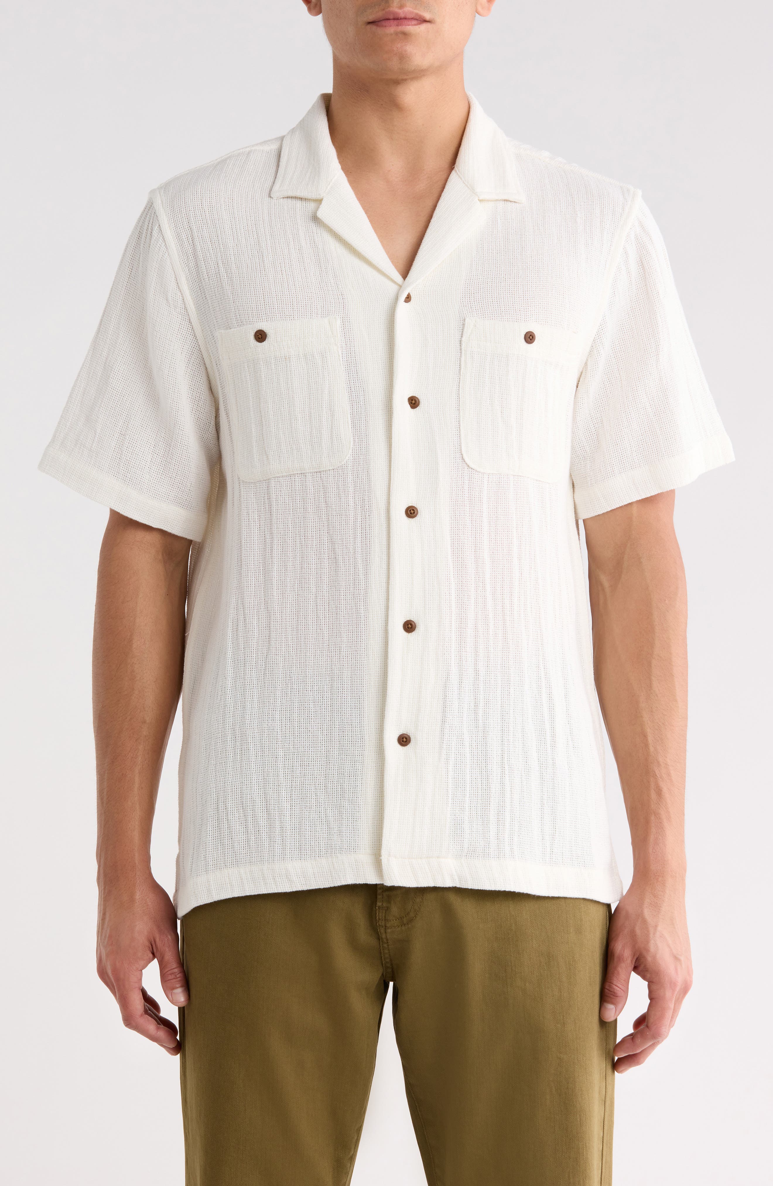 Textured Cotton Camp Shirt