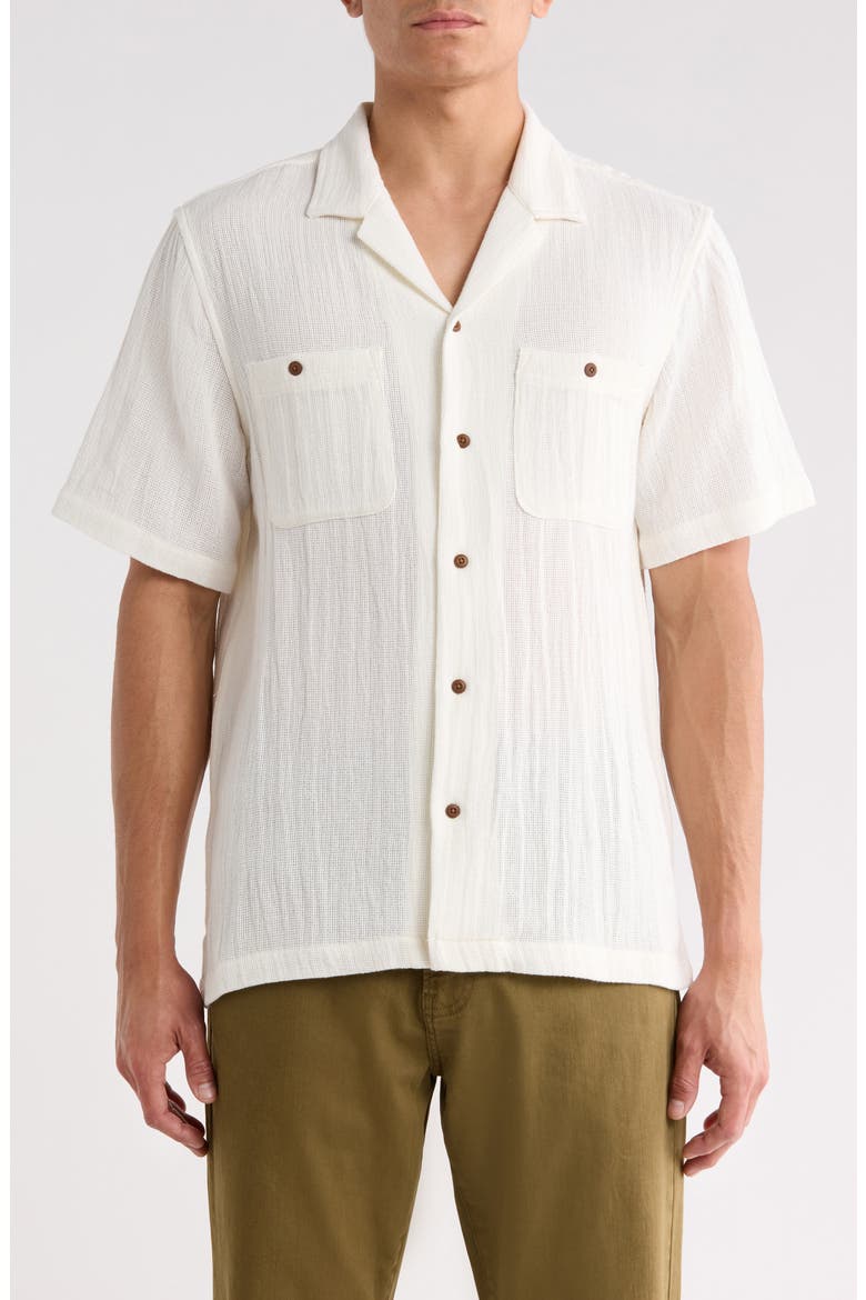 Textured Cotton Camp Shirt, Main, color, EGRET