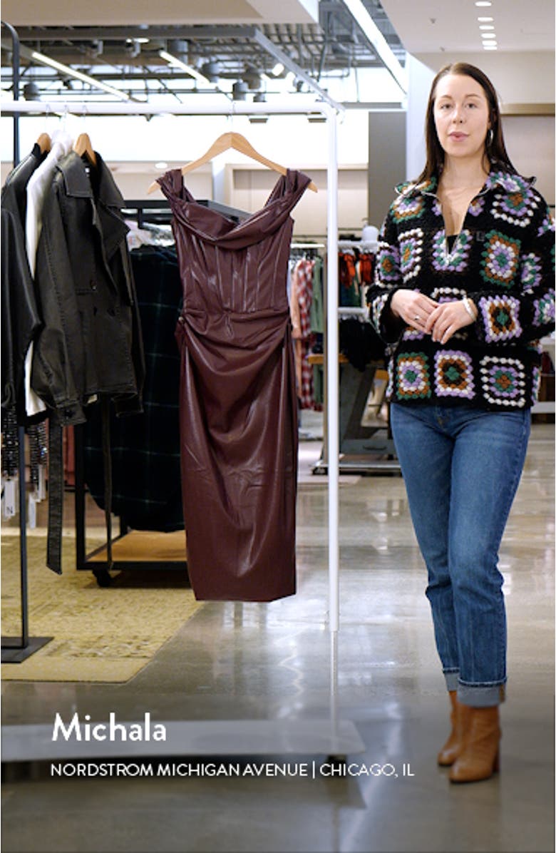 Raven Off the Shoulder Faux Leather Dress, sales video thumbnail