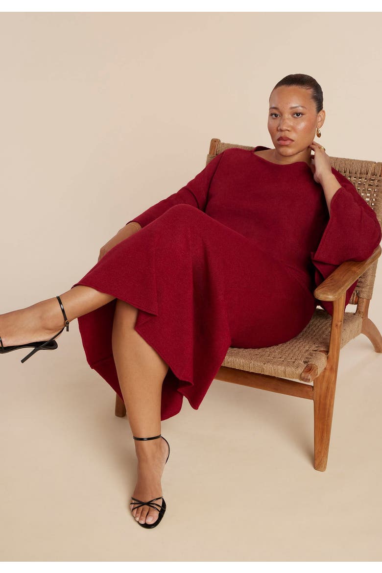 Sweater Maxi Skirt, Alternate, color, RUMBA RED