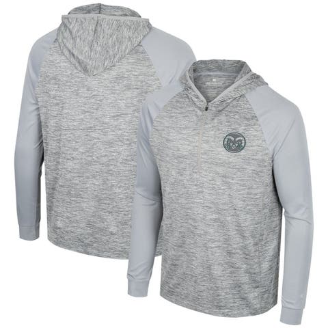 Men's Colosseum Gray Colorado State Rams Cybernetic Raglan Quarter-Zip Hooded Top