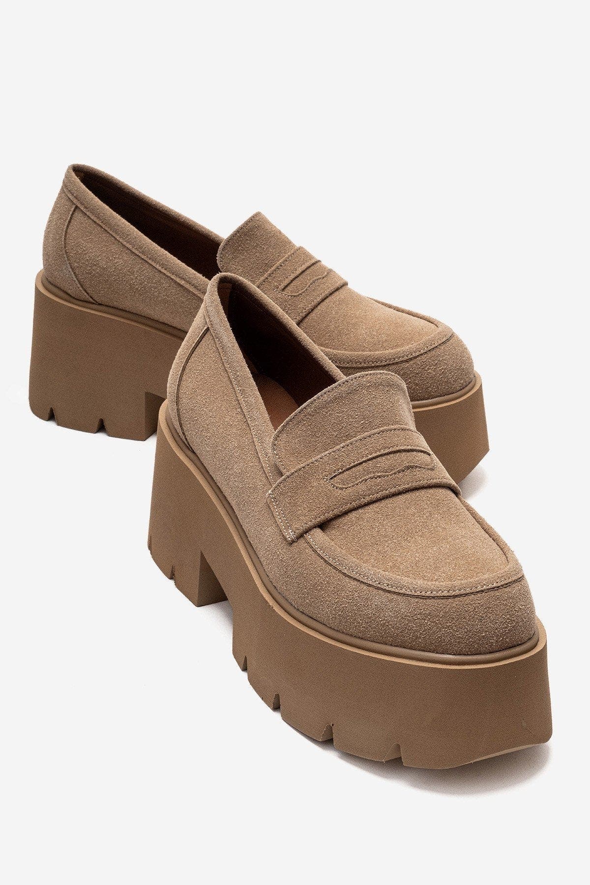 Santia Chunky Platform Loafer, Main, color, Brown Suede