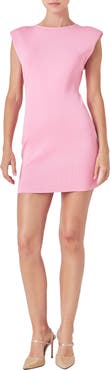 Endless Rose Padded Shoulder Cap Sleeve Knit Minidress