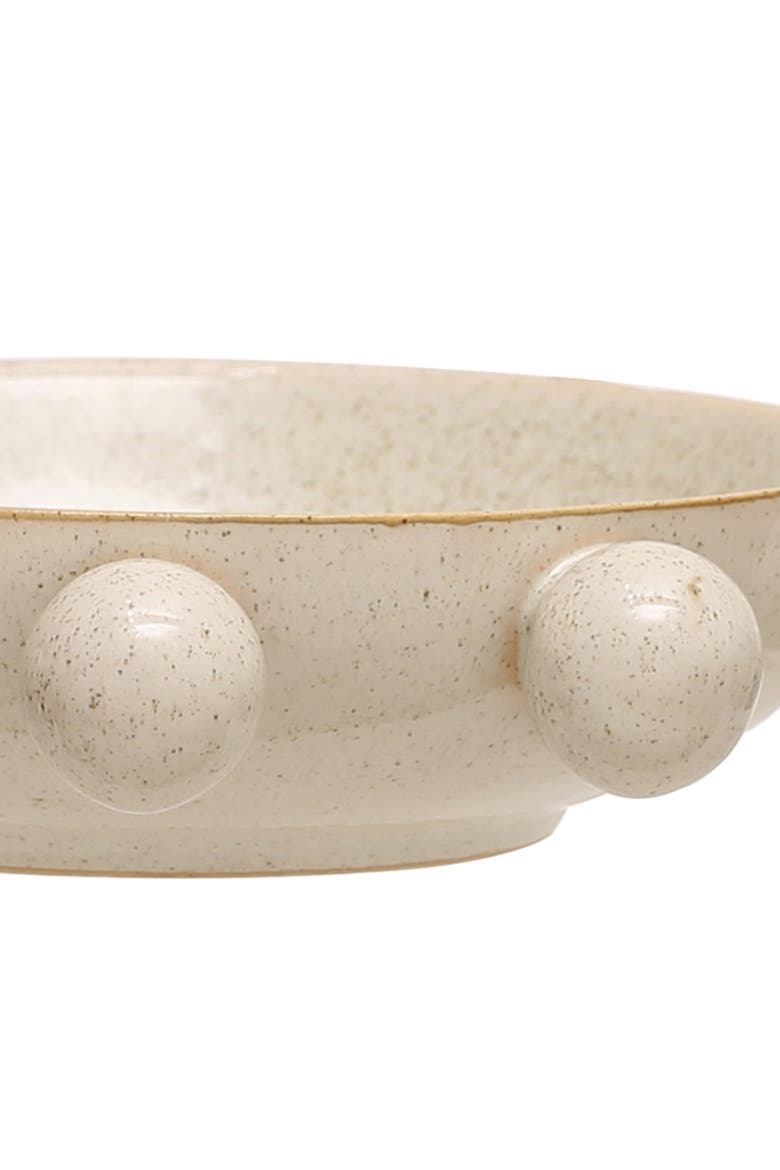 9.75 Inches Stoneware Bowl with Orbs and Reactive Glaze, Cream, Alternate, color, Cream