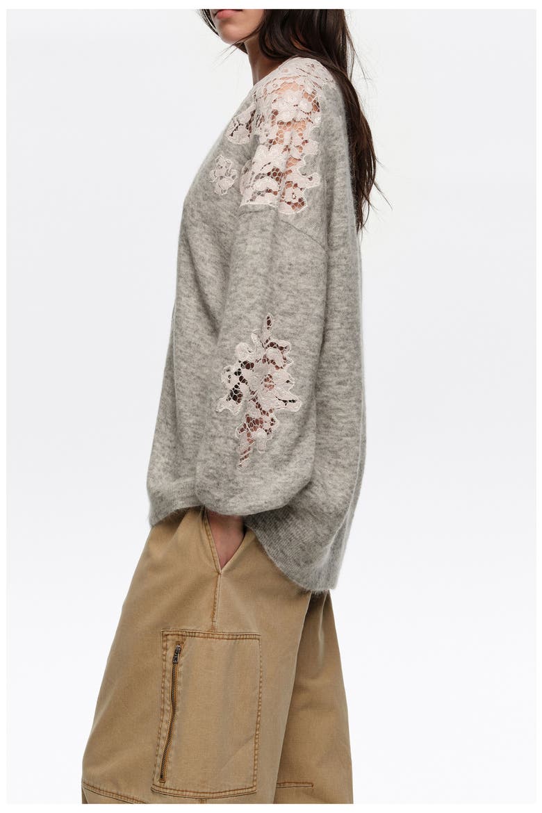 Long Lace Knit Cardigan, Alternate, color, LIGHT GREY