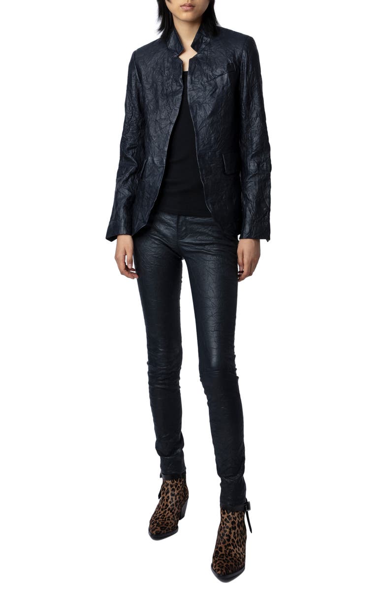 Zadig & Voltaire Very Crushed Leather Jacket, Alternate, color,