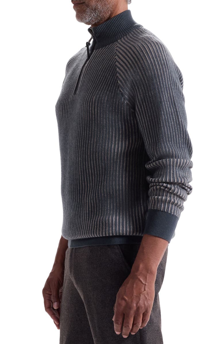 Bugatchi Merino Wool Quarter Zip Polo Sweater, Alternate, color, Zinc