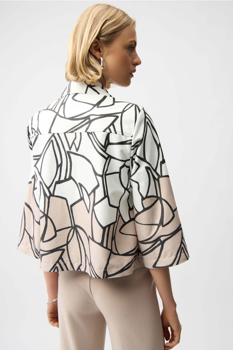 Faux Suede Abstract Print Swing Jacket, Alternate, color, Vanilla/Multi