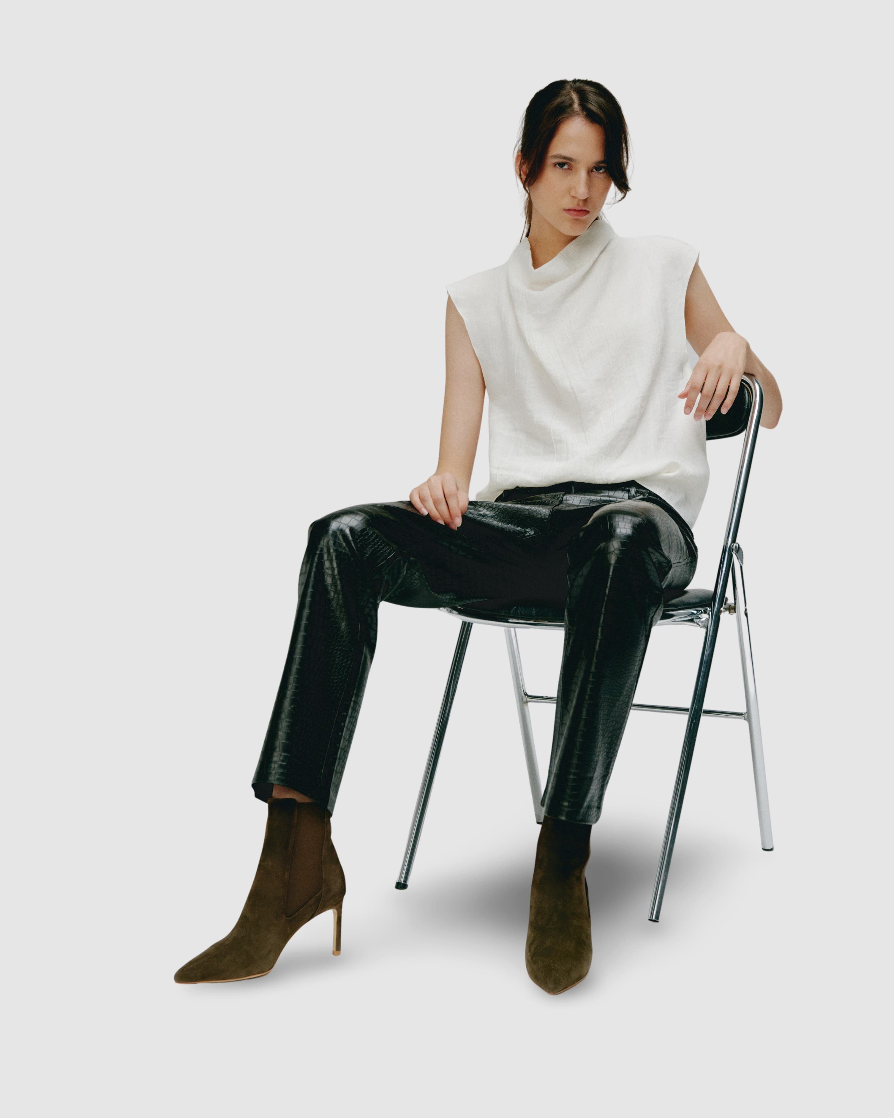 Dora Suede Pointy Ankle Boot - image 4