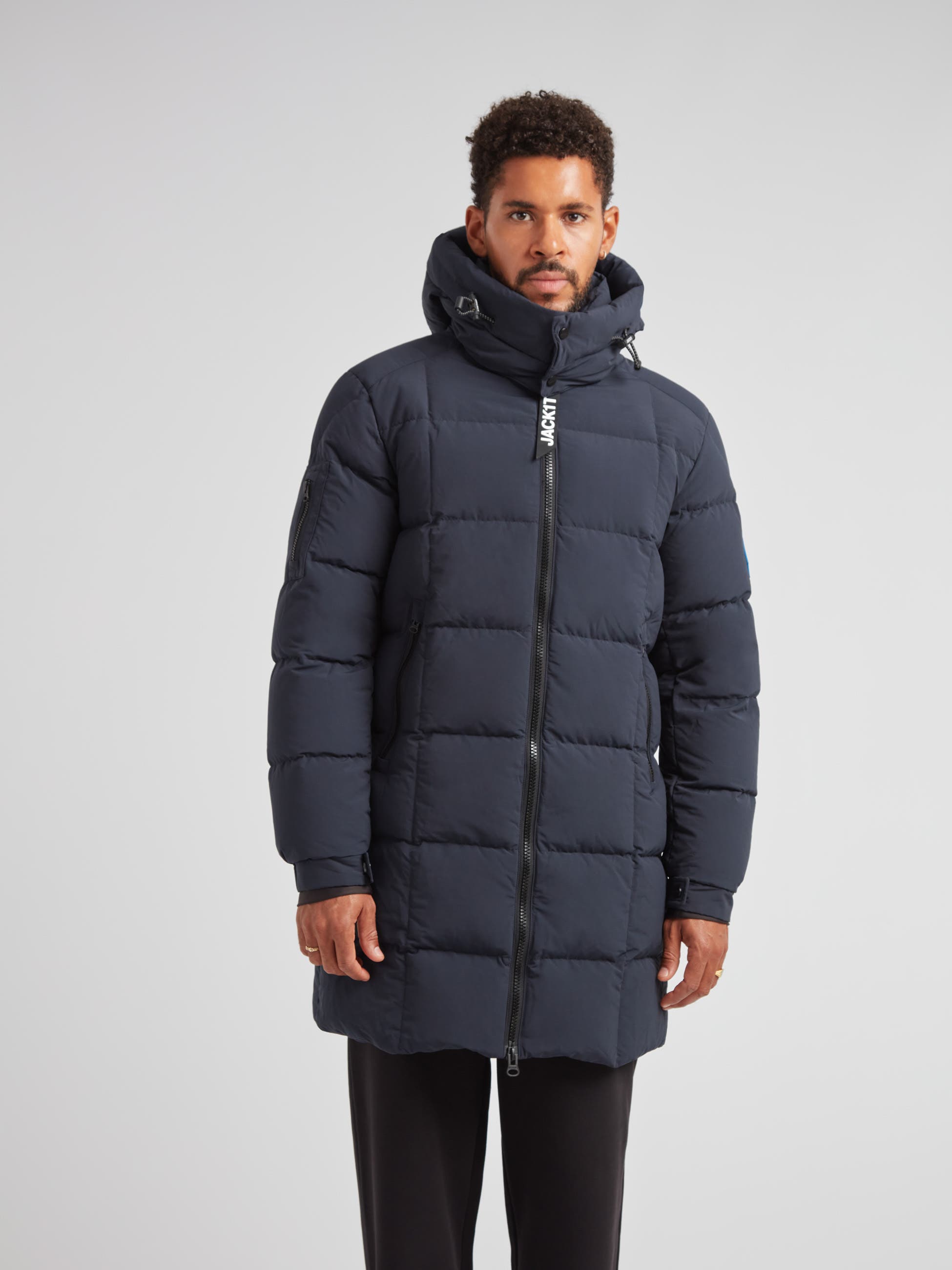 Jack1t Ez Hooded Boxed Puffer Coat In Blue
