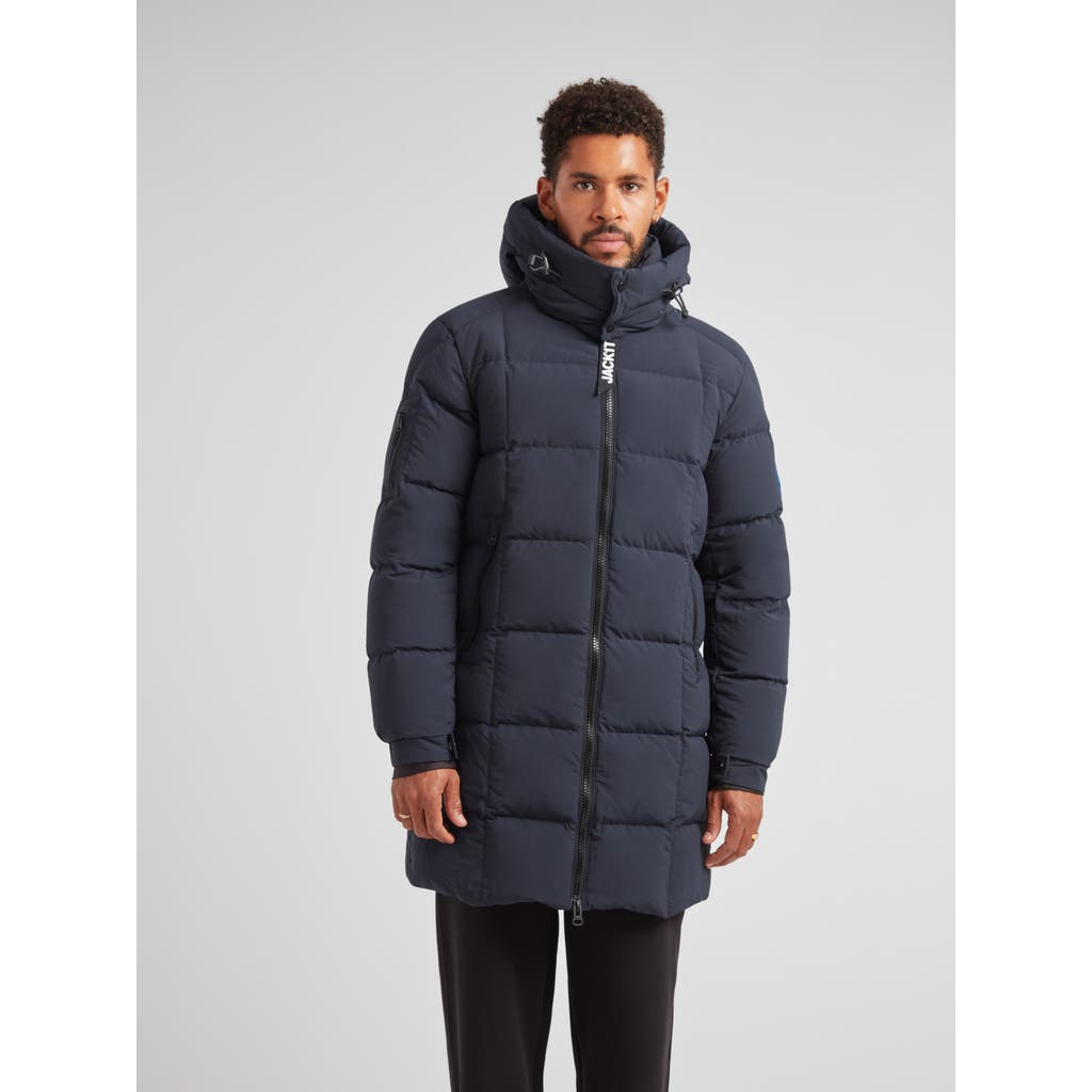 Jack1t Ez Hooded Boxed Puffer Coat In Blue