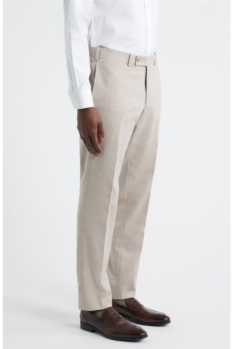 Piero Flat Front Stretch Cotton & Wool Dress Pants, Alternate, color, LIGHT TAN