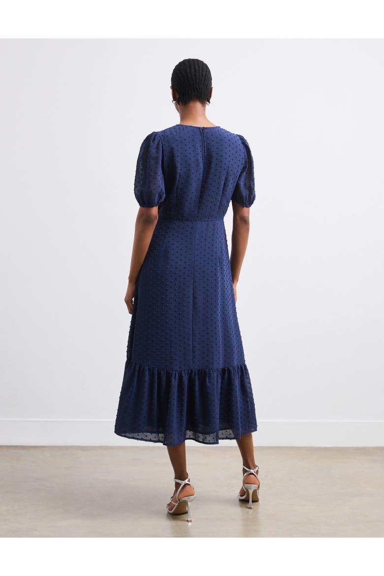 Loretta V-Neck Georgette Midi Dress, Alternate, color, Navy