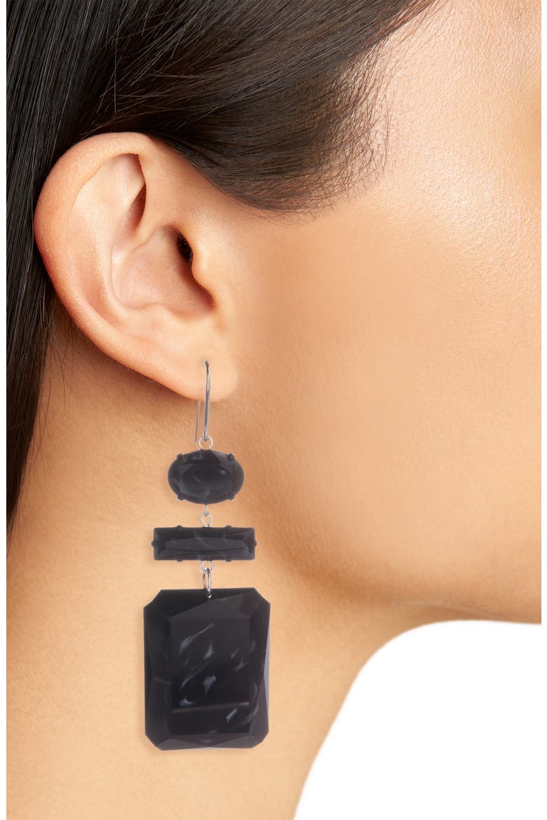 Geometric Resin Drop Earrings, Alternate, color, BLACK/SILVER