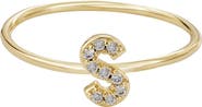 Adornia Pavé CZ Initial Charm Ring