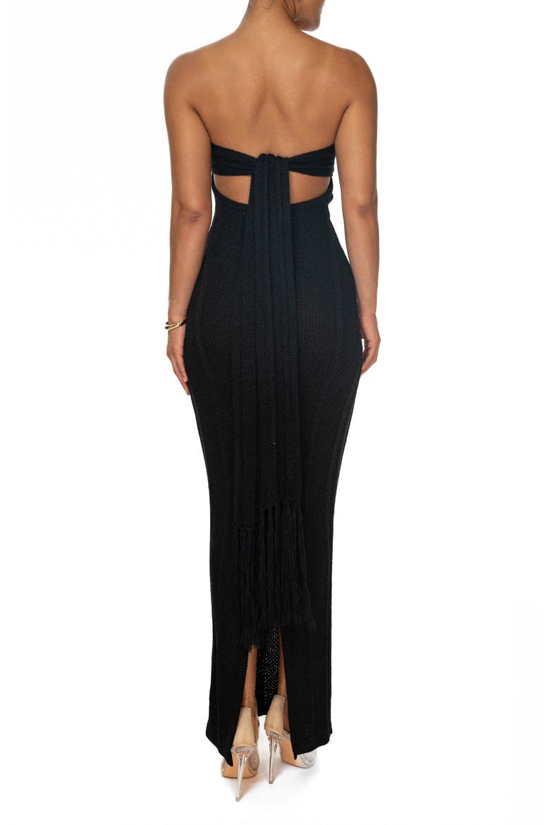 Blanca Strapless Knit Dress, Alternate, color, BLACK