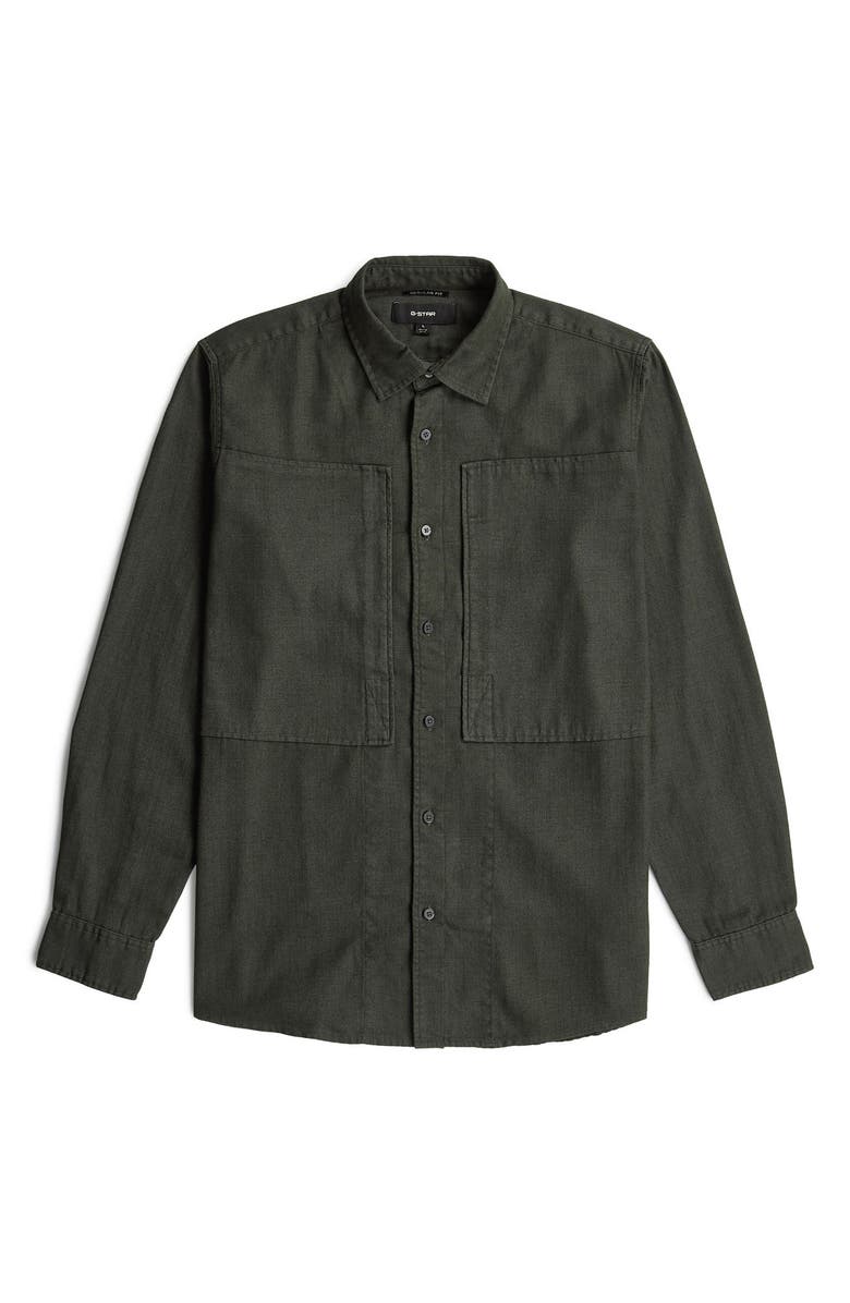 G-STAR Paneled Cotton Blend Button-Up Shirt, Alternate, color, Asfalt Gd
