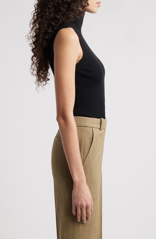 Hugo Boss Boss Fusoni Metallic Mock Neck Sleeveless Rib Sweater In Black