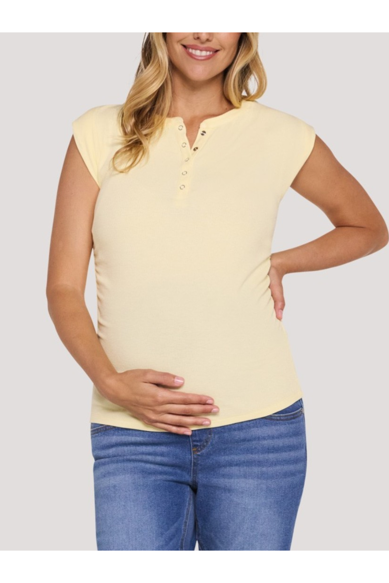 Ruched Henley Muscle Tee, Main, color, Pastel Yellow