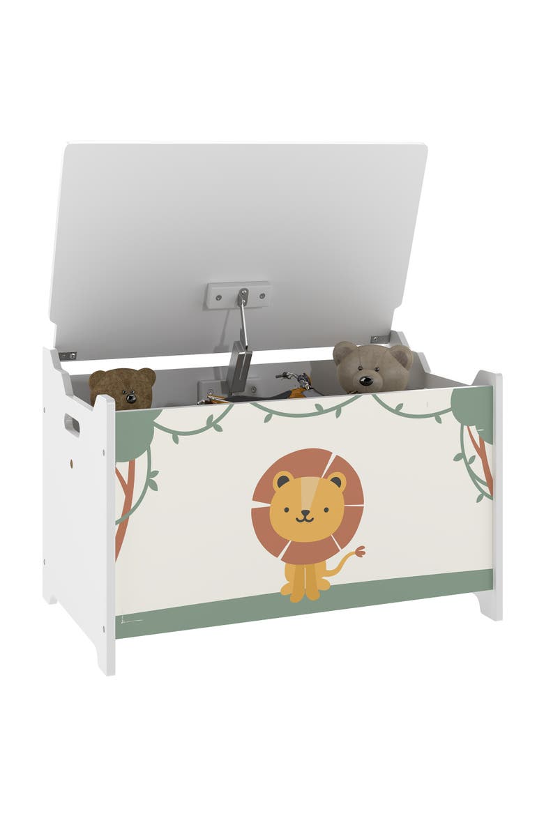Kids Toy Box (w/ Lid), Safety Hinges, Handles, Storage, Main, color, Green