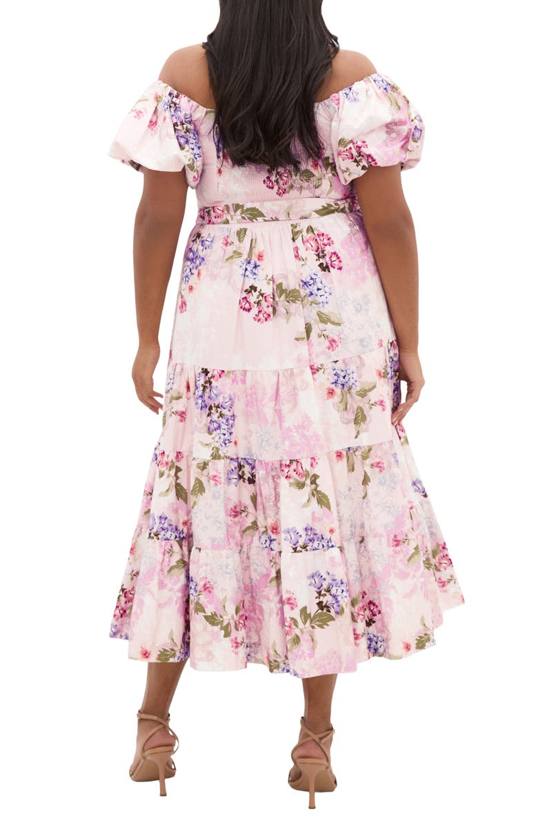 City Chic Aliyah Floral Print Midi Dress, Alternate, color, Antique Bloom