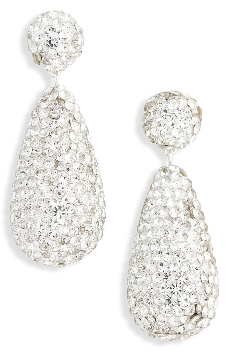 NORDSTROM RACK Pavé Drop Earrings, Main, color, Clear- Silver