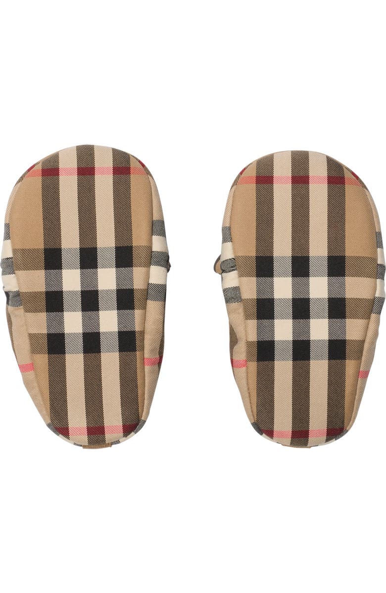 Burberry Thomas Bear Check Cotton Booties, Alternate, color, Sand Beige