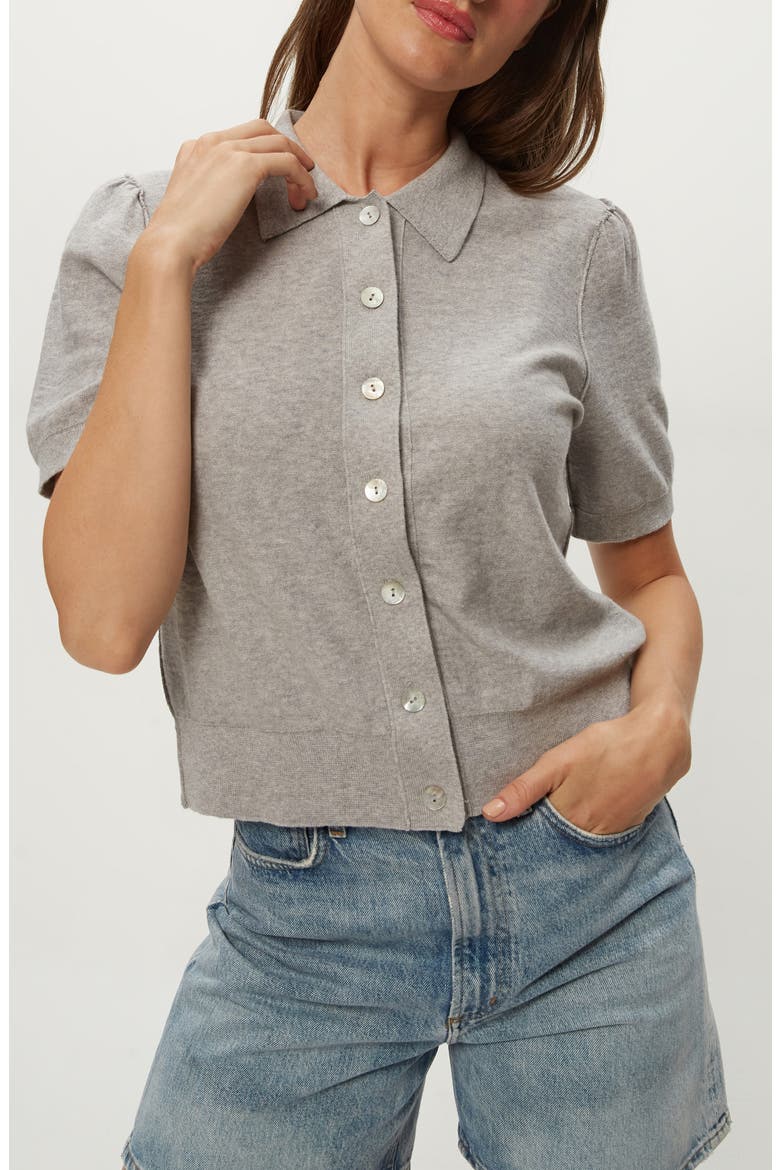 Sparrow Button Front Knit Shirt, Alternate, color, HEATHER GREY