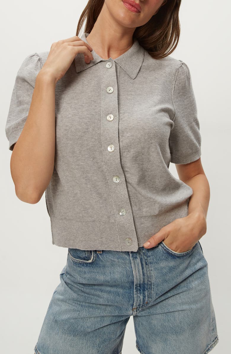 Michael Stars Sparrow Button Front Knit Shirt, Alternate, color, Heather Grey