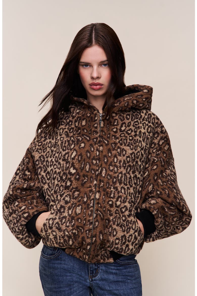 Charli Hooded Quilted Jacket, Main, color, Leopard