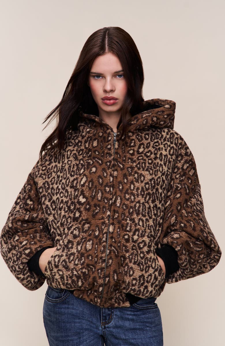 Guizio Charli Hooded Quilted Jacket, Main, color, Leopard