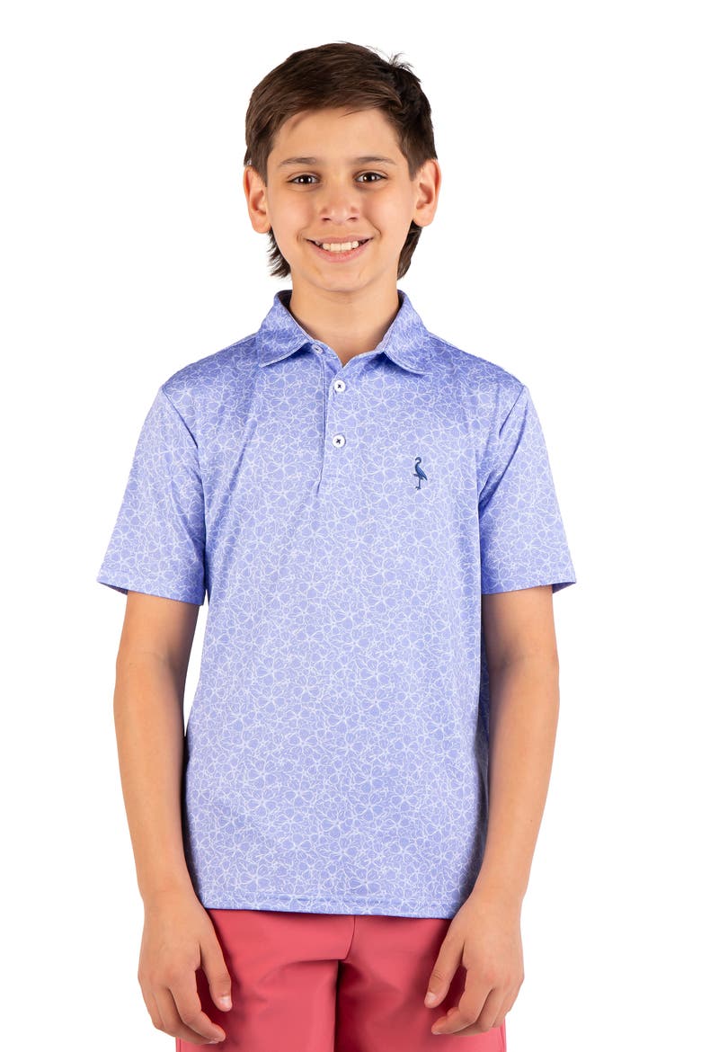 Kids' Summer Floral Knit Polo, Main, color, BLUE