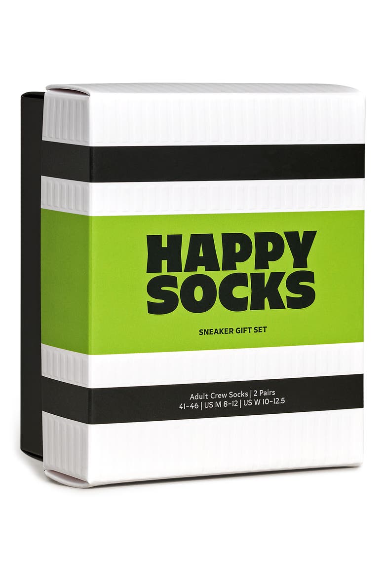 Assorted 2-Pack Stripe Sneaker Crew Socks Gift Box, Alternate, color, BLACK