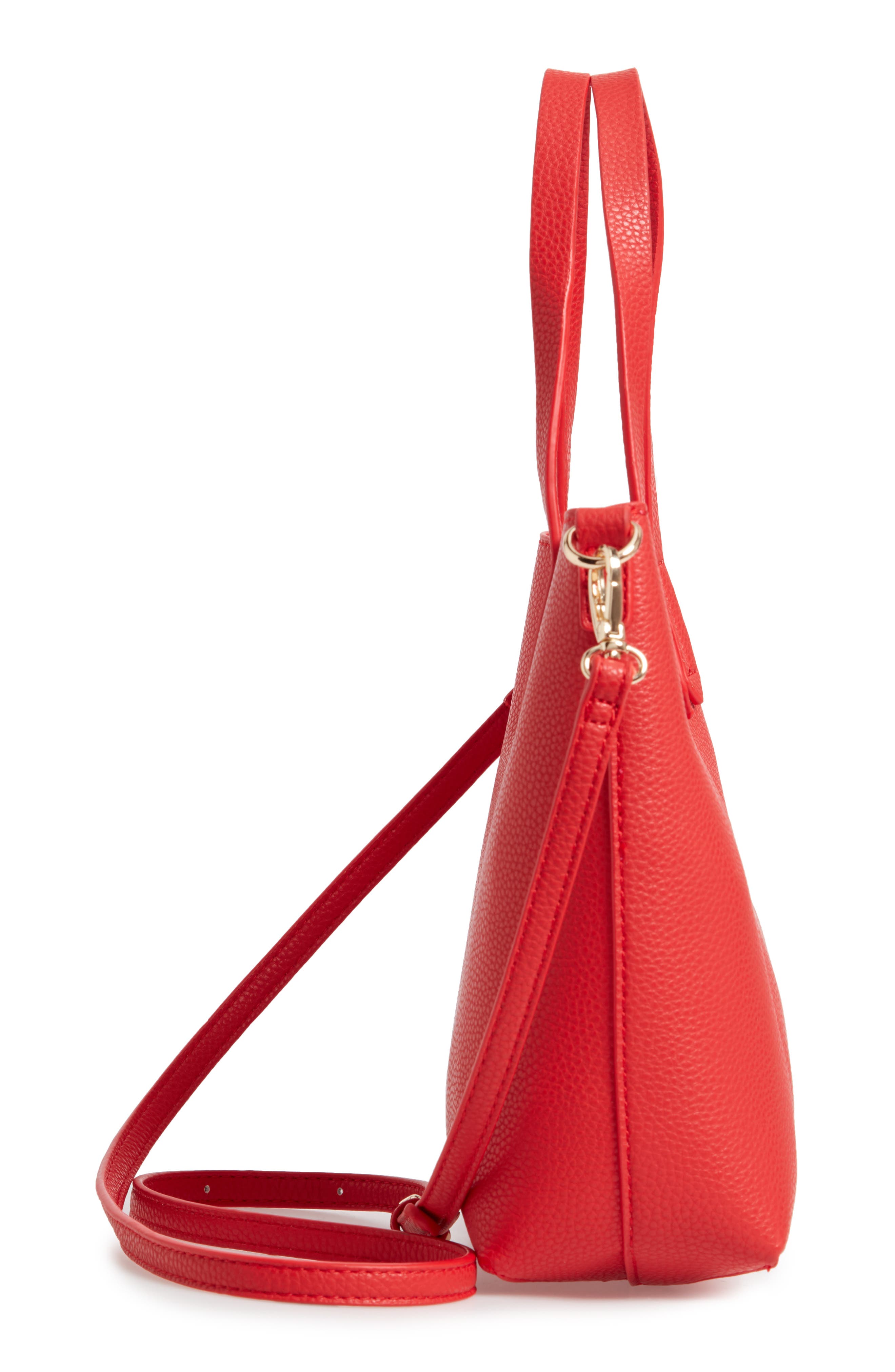 Faux Leather Crossbody Bag, Alternate, color, RED/ FUCHSIA