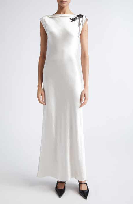 Embellished Cap Sleeve Washed Twill Gown
