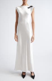 Jason Wu Collection Embellished Cap Sleeve Washed Twill Gown