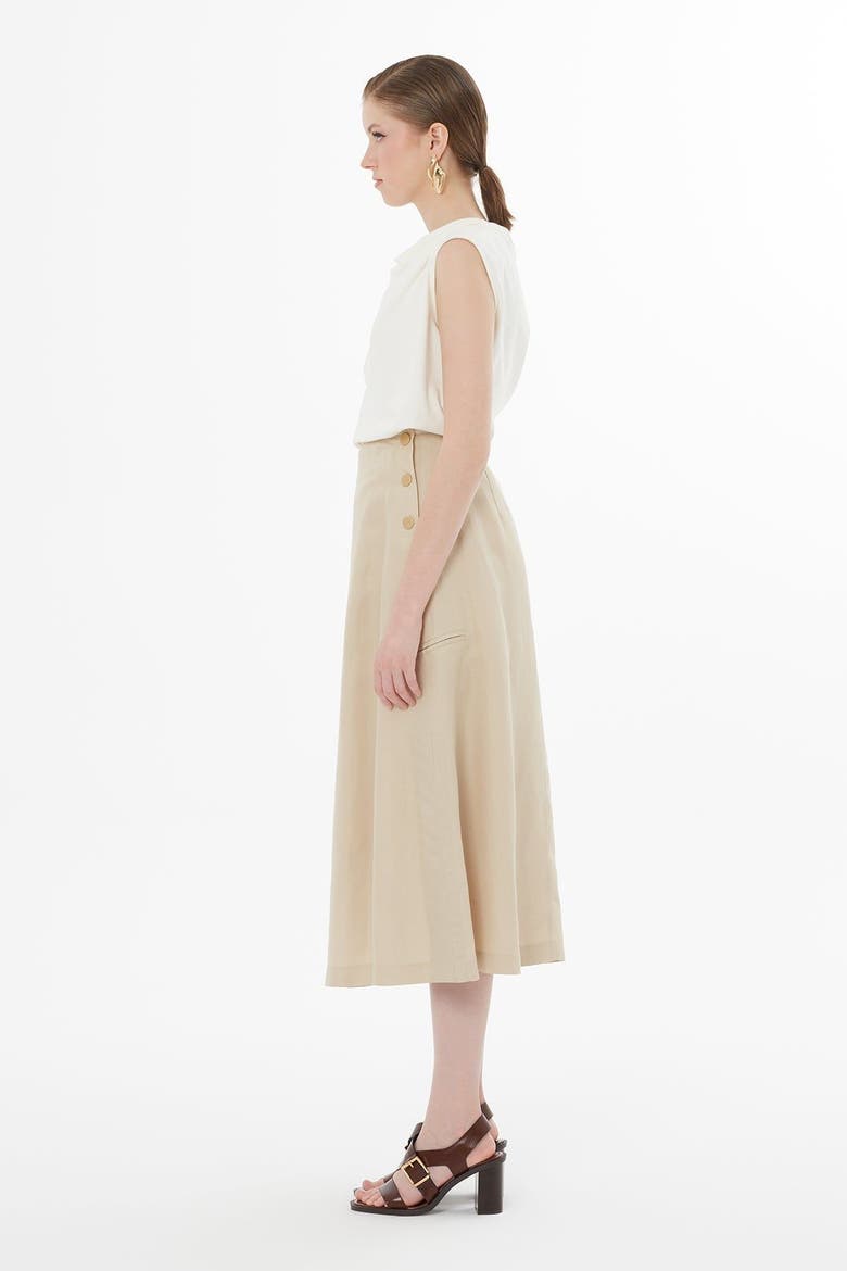 Beige Button-Closure Maxi Skirt, Alternate, color, Beige