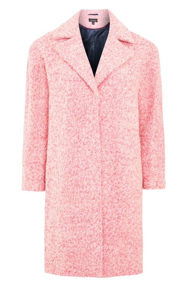Topshop Fluoro Bouclé Cocoon Coat, Alternate, color,