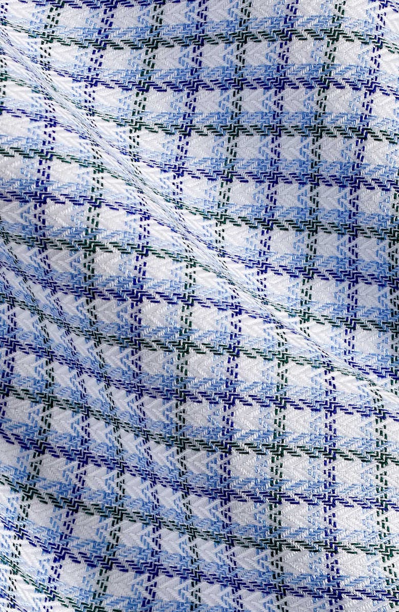 David Donahue Trim Fit Shadow Check Cotton Herringbone Dress Shirt, Alternate, color, Blue/ Green