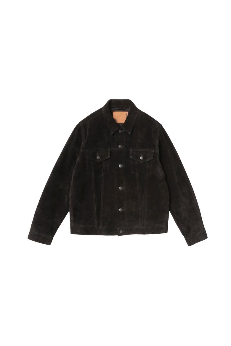 Suede Trucker Jacket, Main, color, Black