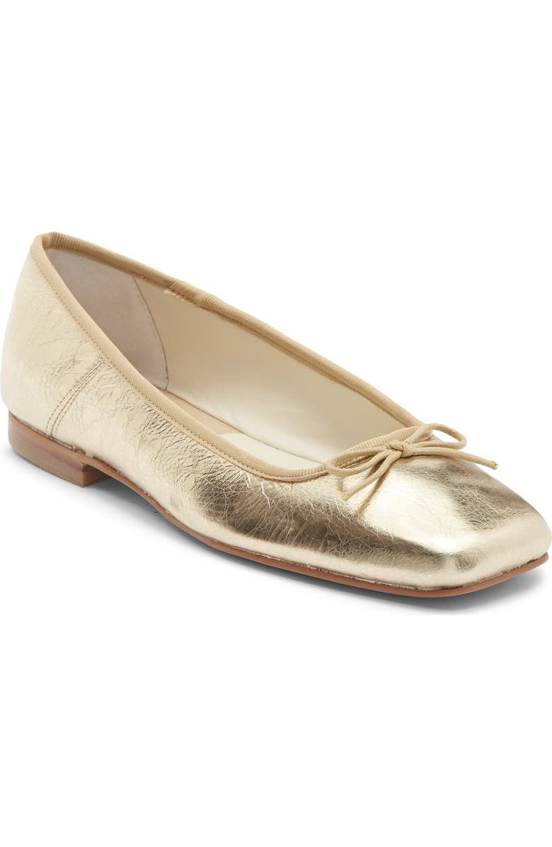 Dolce Vita Anisa Square Toe Flat, Main, color, Gold Distressed