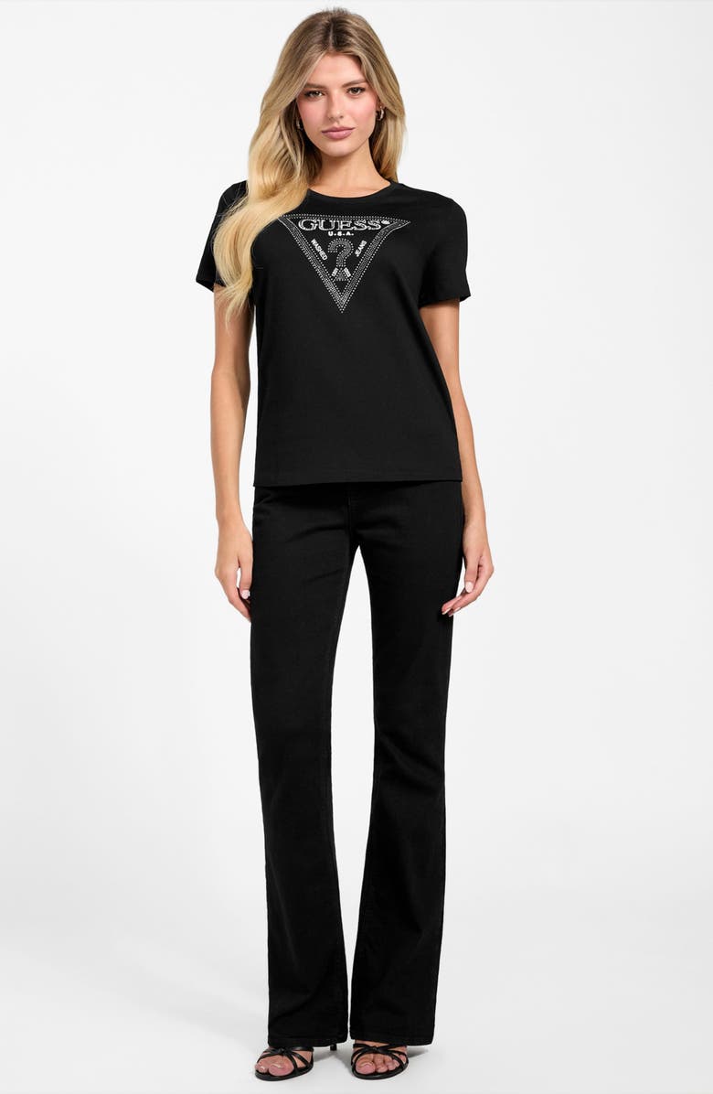 GUESS Krystal Triangle Embellished Graphic T-Shirt, Alternate, color, Black-Black