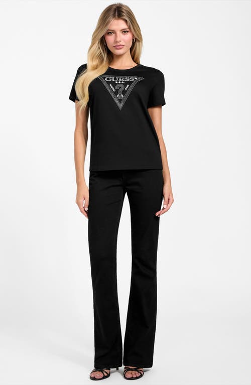 Guess Krystal Triangle Embellished Graphic T-shirt In Black