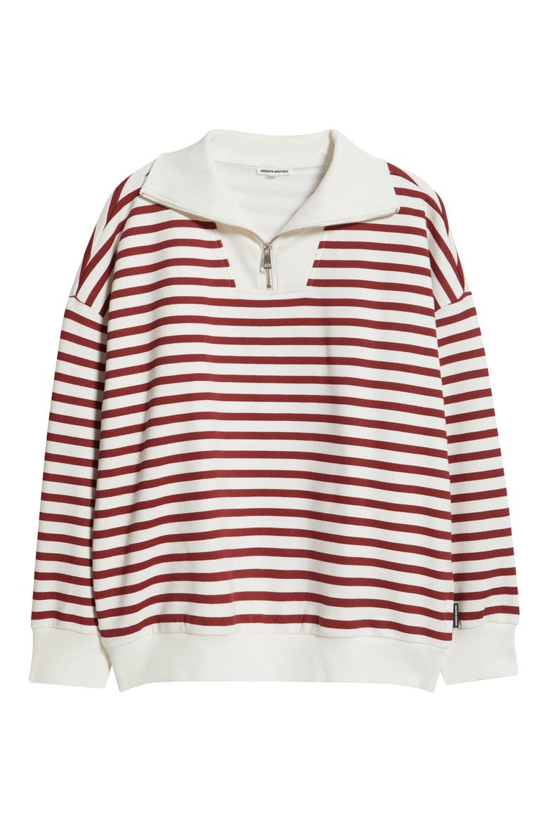Stripe Half-Zip Cotton Sweatshirt, Alternate, color, BIKING RED STRIPED