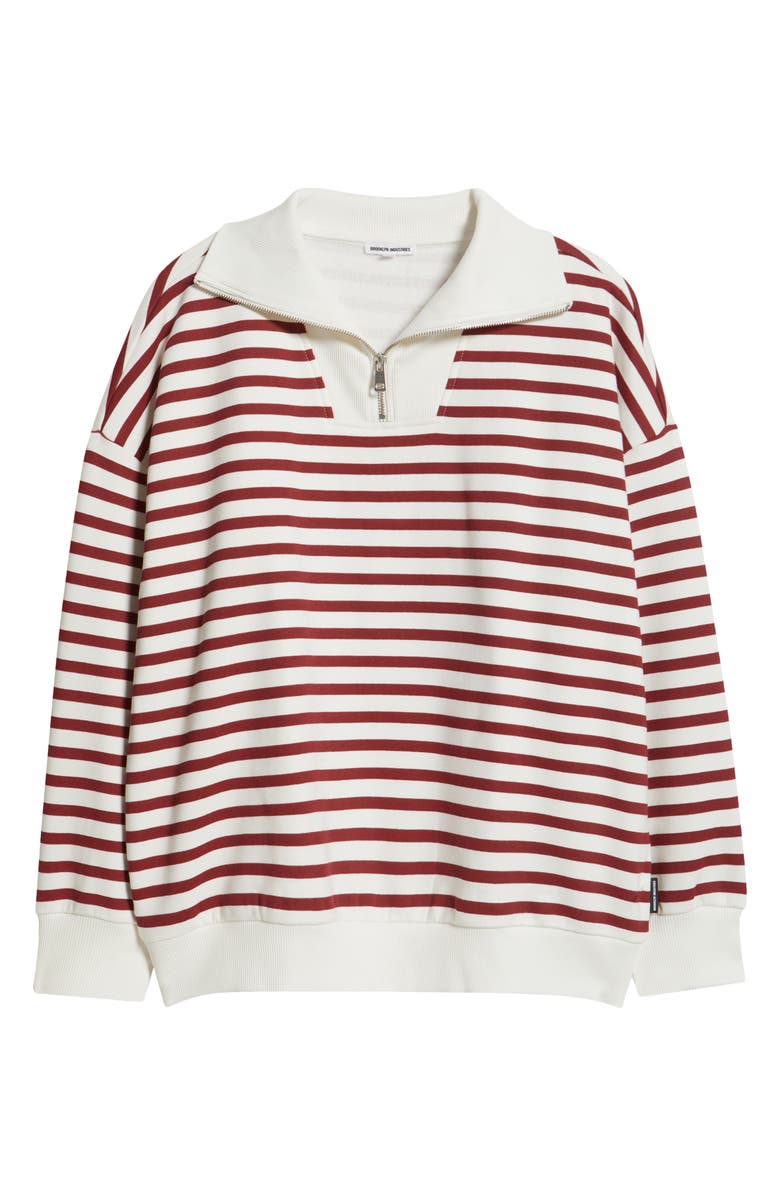 Brooklyn Industries Stripe Half-Zip Cotton Sweatshirt, Alternate, color, Biking Red Striped