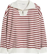 Brooklyn Industries Stripe Half-Zip Cotton Sweatshirt