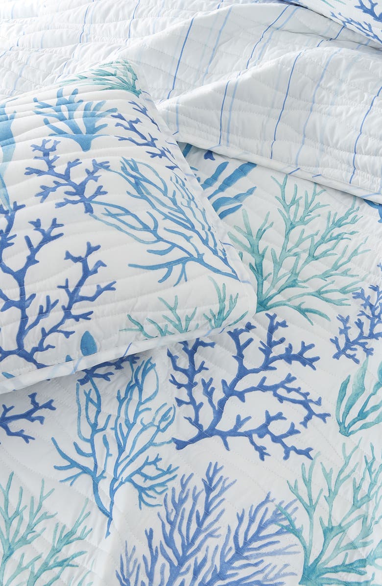 Woven & Weft Watercolor Coral Reversible Microfiber Quilt Set, Alternate, color, Watercolor Coral