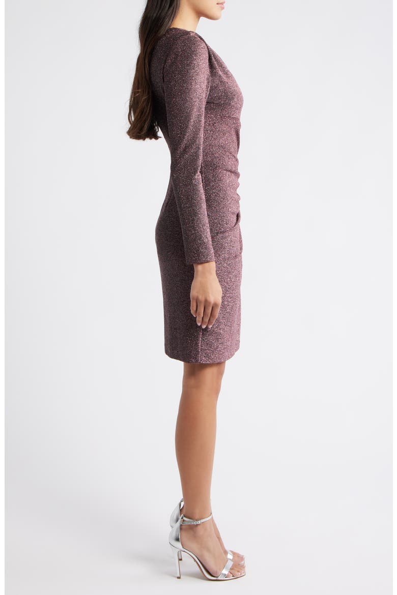Long Sleeve Ruched Cocktail Dress, Alternate, color, WINE